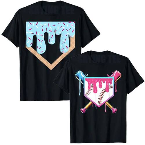 Baseball Ice Cream Dripping Baseball Home Plate Drip T-Shirt