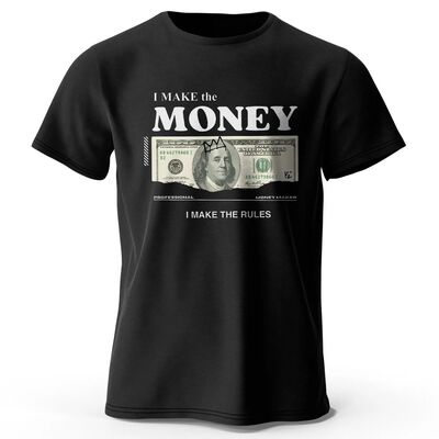 Funny Money Print 100% Cotton T-Shirt, Soft & Breathable Rou