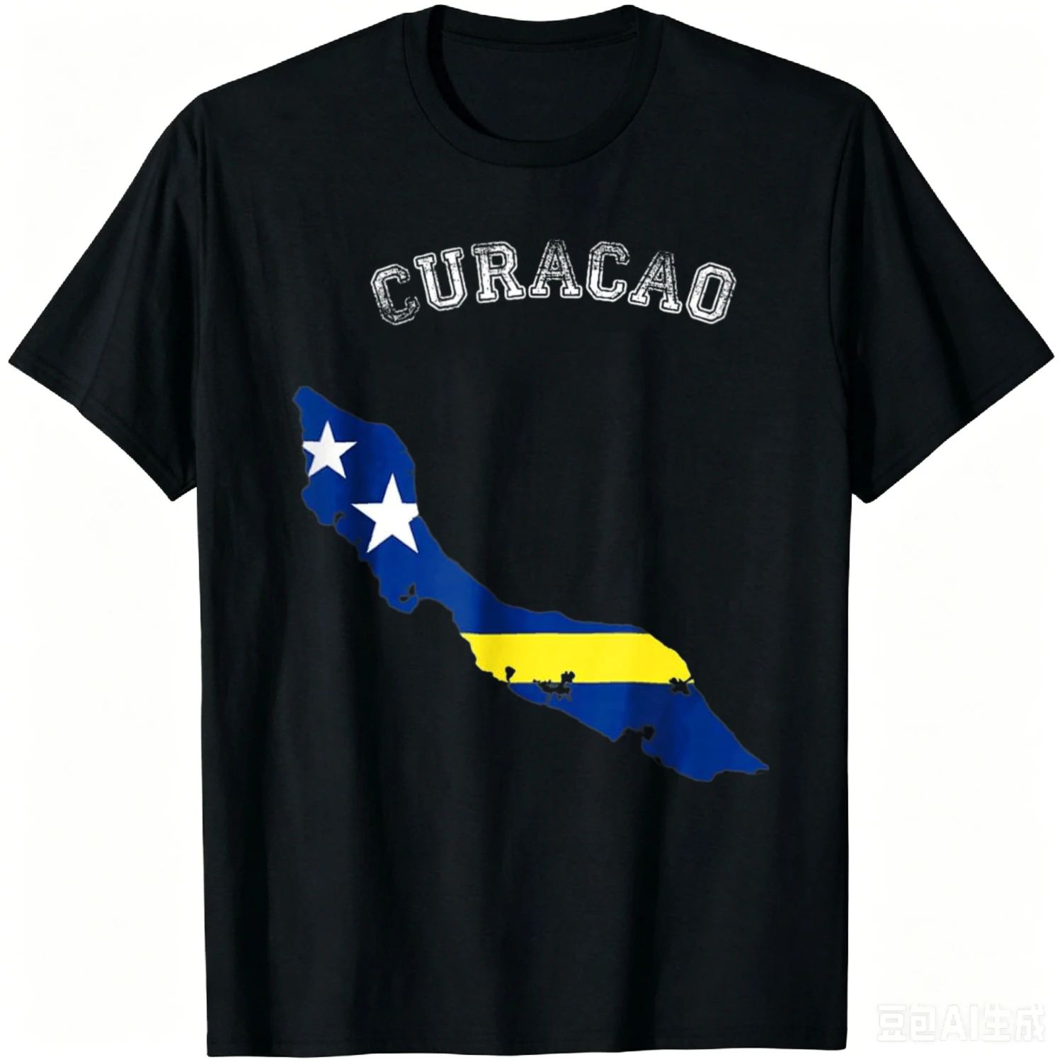 Vintage Curacao Distressed Curacao Flag T-Shirt Casual Stree