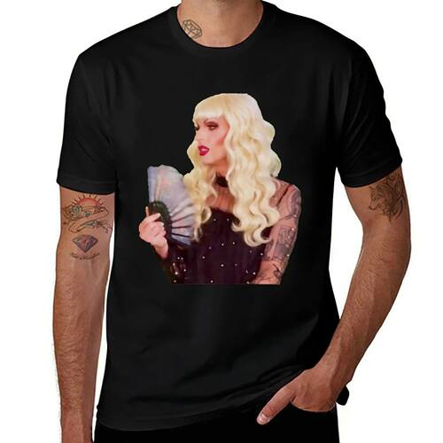 Katya with fan T-Shirt Work Daily Short Sleeve Top