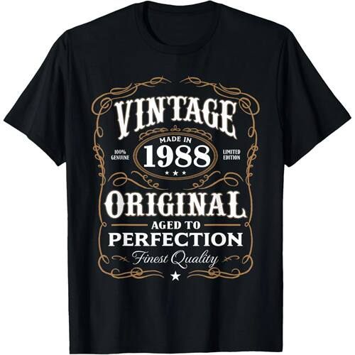 Vintage Made In 1988 Birthday Gift T Shirts Men Pure Cotton