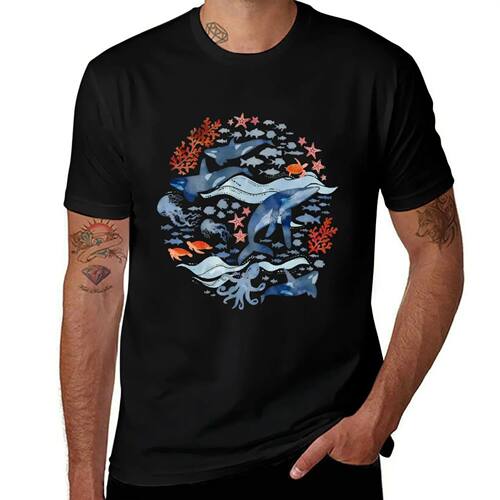 Ocean life T-Shirt Classic Crew Neck Cotton T-Shirt