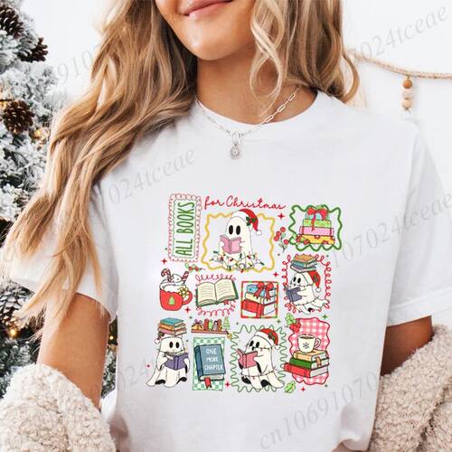 Women'S Casual Graphic T-Shirt - All Booked for Christmas Pr