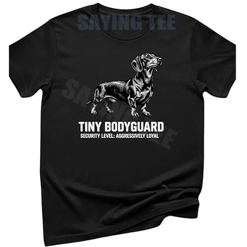 Tiny Bodyguard Wiener Dog T-Shirt Y2k Funny Dachshund Dog Da