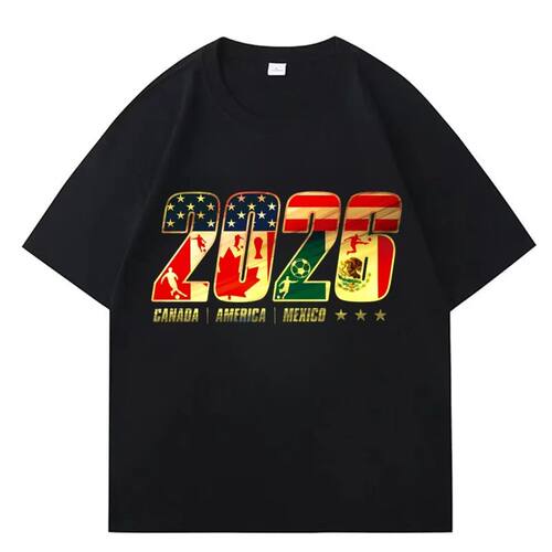 2026 Football American Canada Mexico Printed Short Sleeve T?