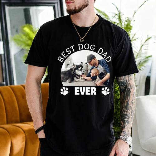 Custom Cotton Tops Personalized Dog Dad T-Shirt Custom Dog P