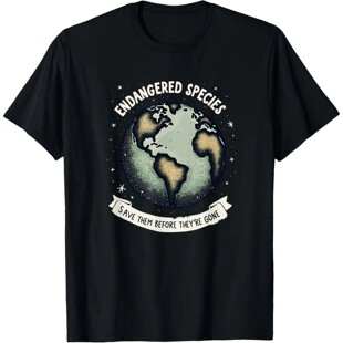 Endangered Earth's Animals Plants Species T-Shirt Print on D