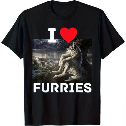 I Love Furry Funny Werewolf Wolf T Shirt Women Tee Summer St