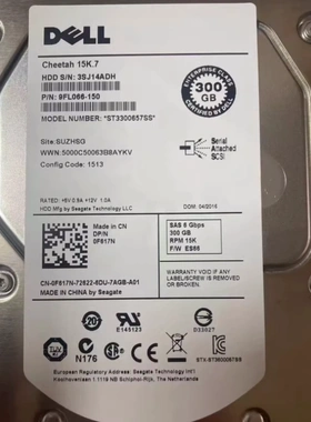 DELL R610 R710 ST3300657SS 300G 15K 3.5 F617N 0F617N 硬盘