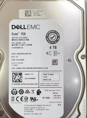 DELL EMC 0KRM6X ST4000NM017A服务器硬盘 4T SAS 12GB 7.2K 4TB