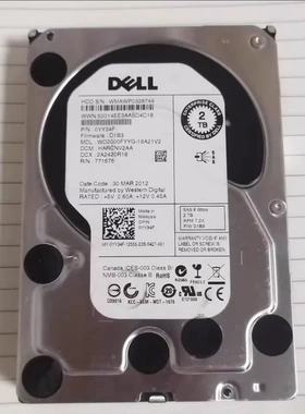 DELL R720 R730 服务器硬盘 WD2000FYYG 0YY34F 2T SAS 3.5 7.2K