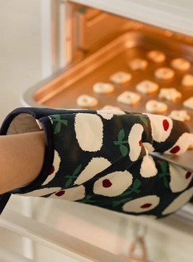 日式隔热手套微波炉棉麻厨房专用烘焙手套烤箱耐高温防烫手套家用