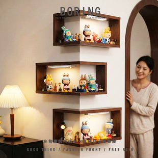 凌晨一点系列拉布布LABUBU盲盒手办转角相框免打孔挂墙收纳展示架