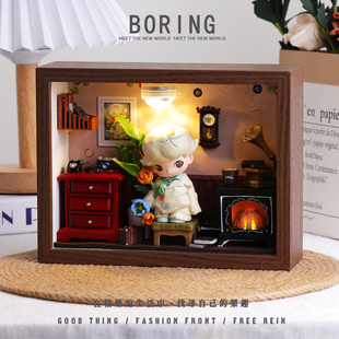 泡泡玛特DIMOO今天星期八系列手办diy造景收纳灯光相框小摆件礼物