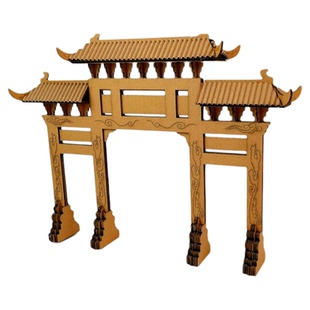 创意古代建筑手工房子牌坊门楼塔楼小屋拼插模型儿童diy纸板玩具