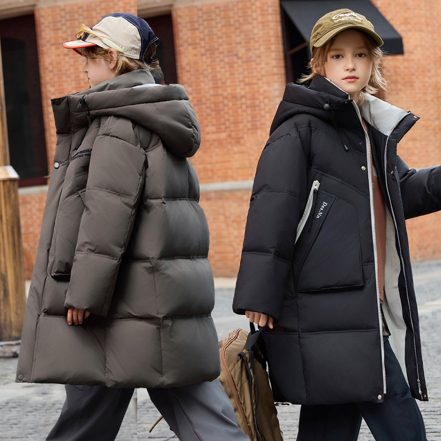 男童加厚羽绒服中长款休闲外套冬