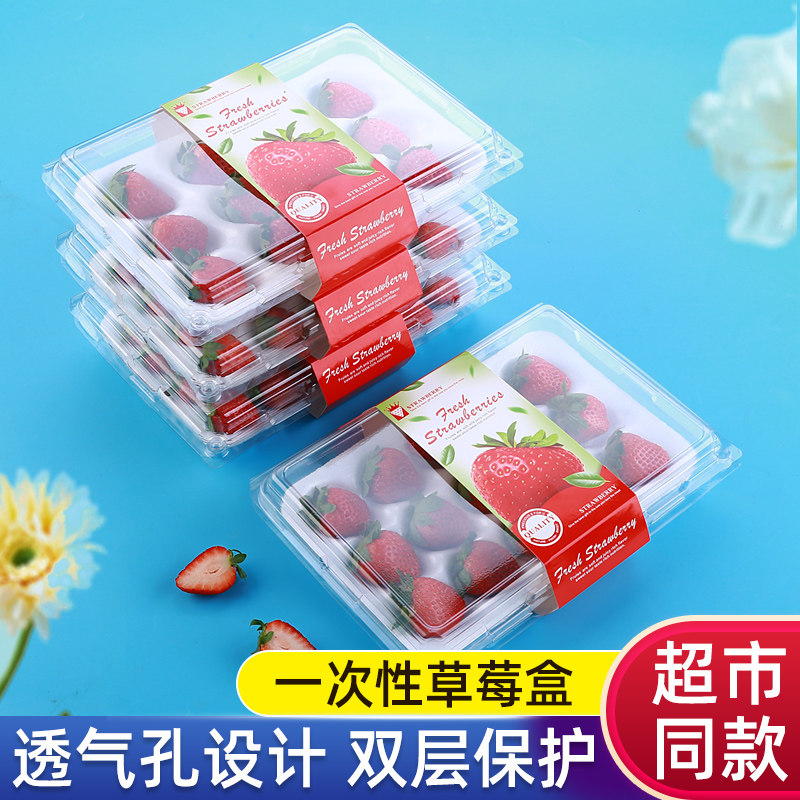 一次性透明带内托防震草莓包装盒
