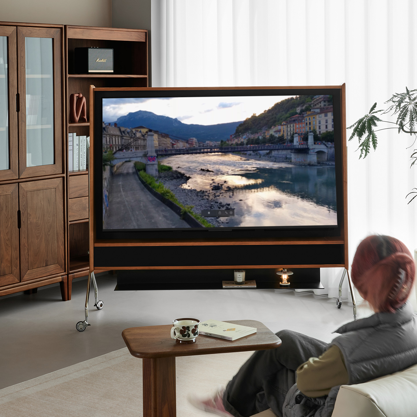 愫木工房 漫游电视机架移动支架电视柜中古风实木客厅落地小户型