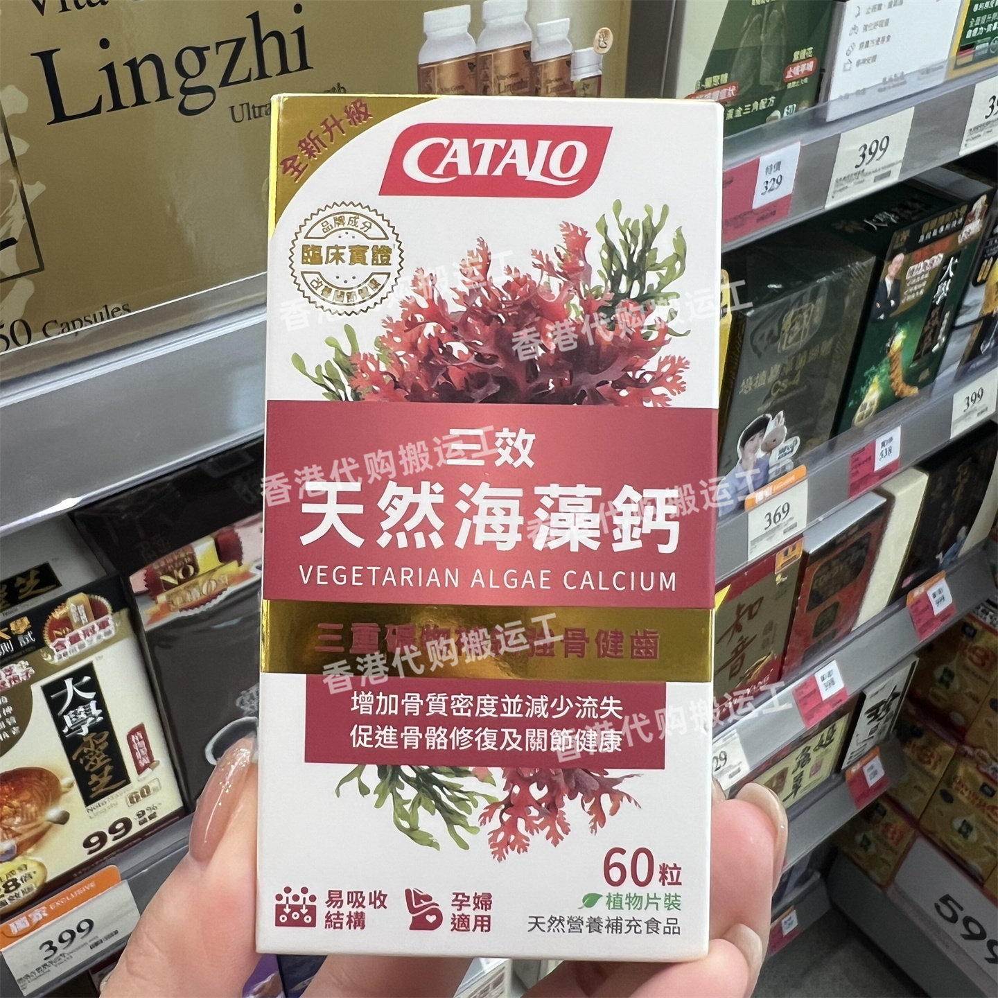香港代购专柜家得路 纯天然植物海藻钙 美国制造60粒装正品包邮