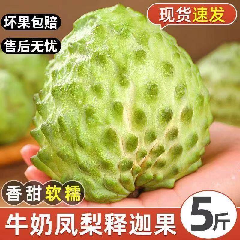 牛奶凤梨释迦果牛奶番荔枝新鲜甜水果大目释迦整箱批发软糯广西甜图片