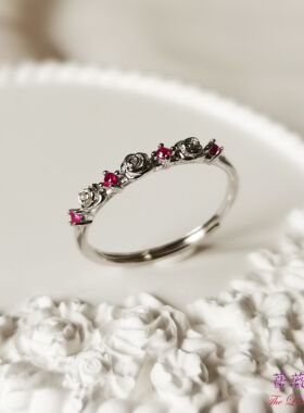 戒指精致玫瑰花宫廷风925银镀金