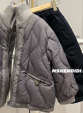 韩国童装儿童羽绒服加厚保暖男童外套连帽冬装大童男孩菱格纹夹克