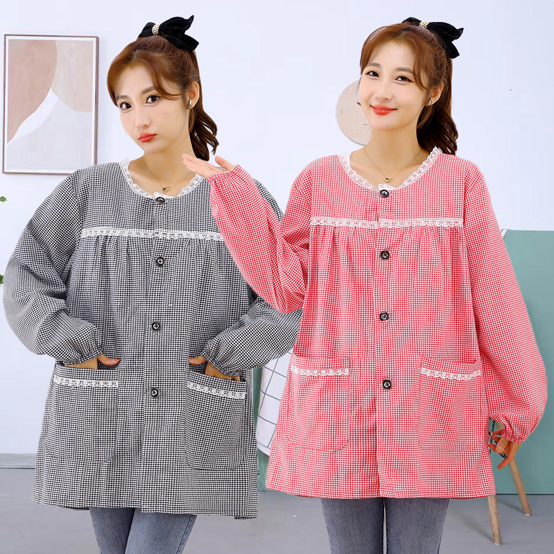 正穿围裙女韩版蕾丝罩衣厨房家用做饭背带干活防污洋气长袖工作服,家庭/个人清洁工具,围裙,淘宝优惠券,粉丝福利购,淘宝优惠卷