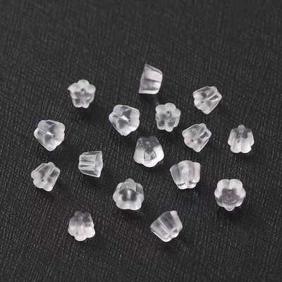 透明耳环防过敏diy梅花后塞硅胶