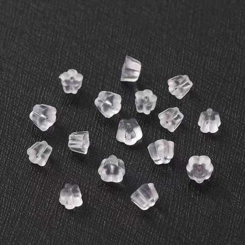 透明耳环防过敏diy梅花后塞硅胶