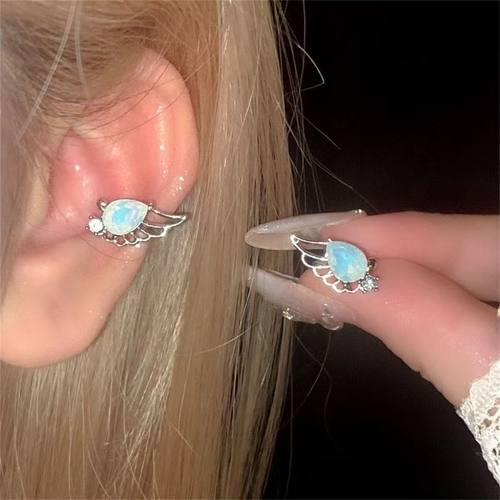 超仙气质小巧精致蓝水晶镶钻翅膀