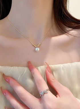 简约复古珍珠项链女时尚小众设计