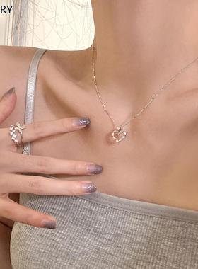 夏季爱心锆石项链女轻奢小众设计感锁骨链ins冷淡风颈链高级感