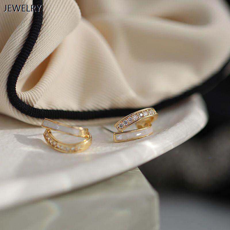 贝壳双层耳钉女简约时尚耳环