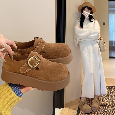 厚底勃肯鞋女2025秋季新款英伦风小皮鞋小个子增高博肯鞋乐福单鞋