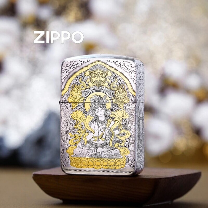 正版Zippo煤油打火机 镀银白度母1941军机五面环绕个性创意男礼物