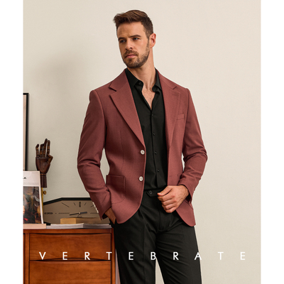 粗纺面料火星红休闲单西装