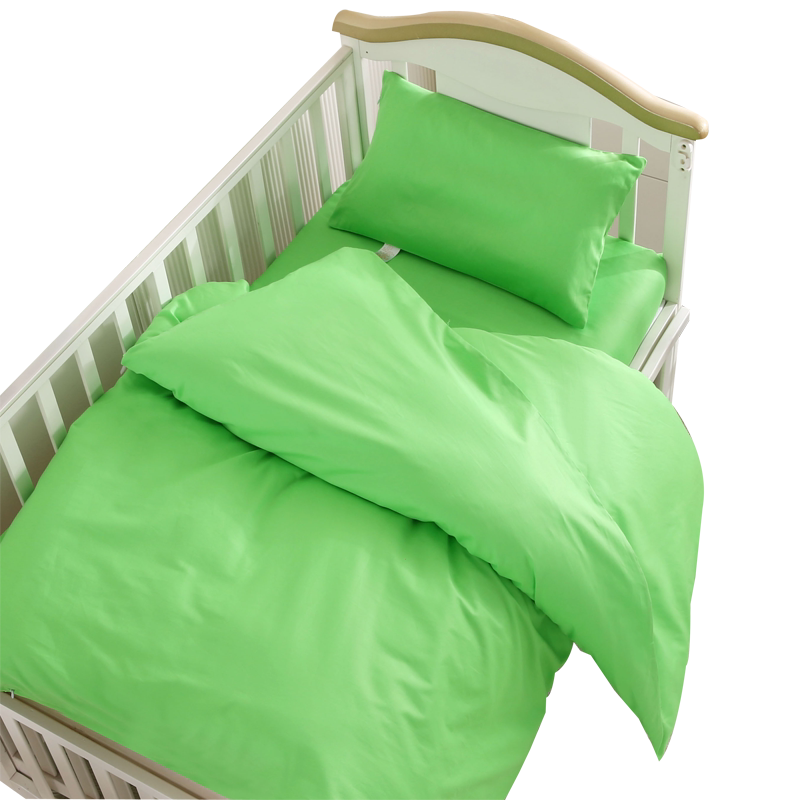 幼儿园被子三件套纯棉杭州果绿色纯色宝宝儿童午睡被褥六件套含芯