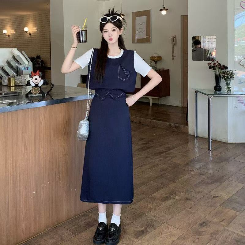 巨好看的夏装套装女2026新款时尚休闲减龄假两件韩版半身裙两件套