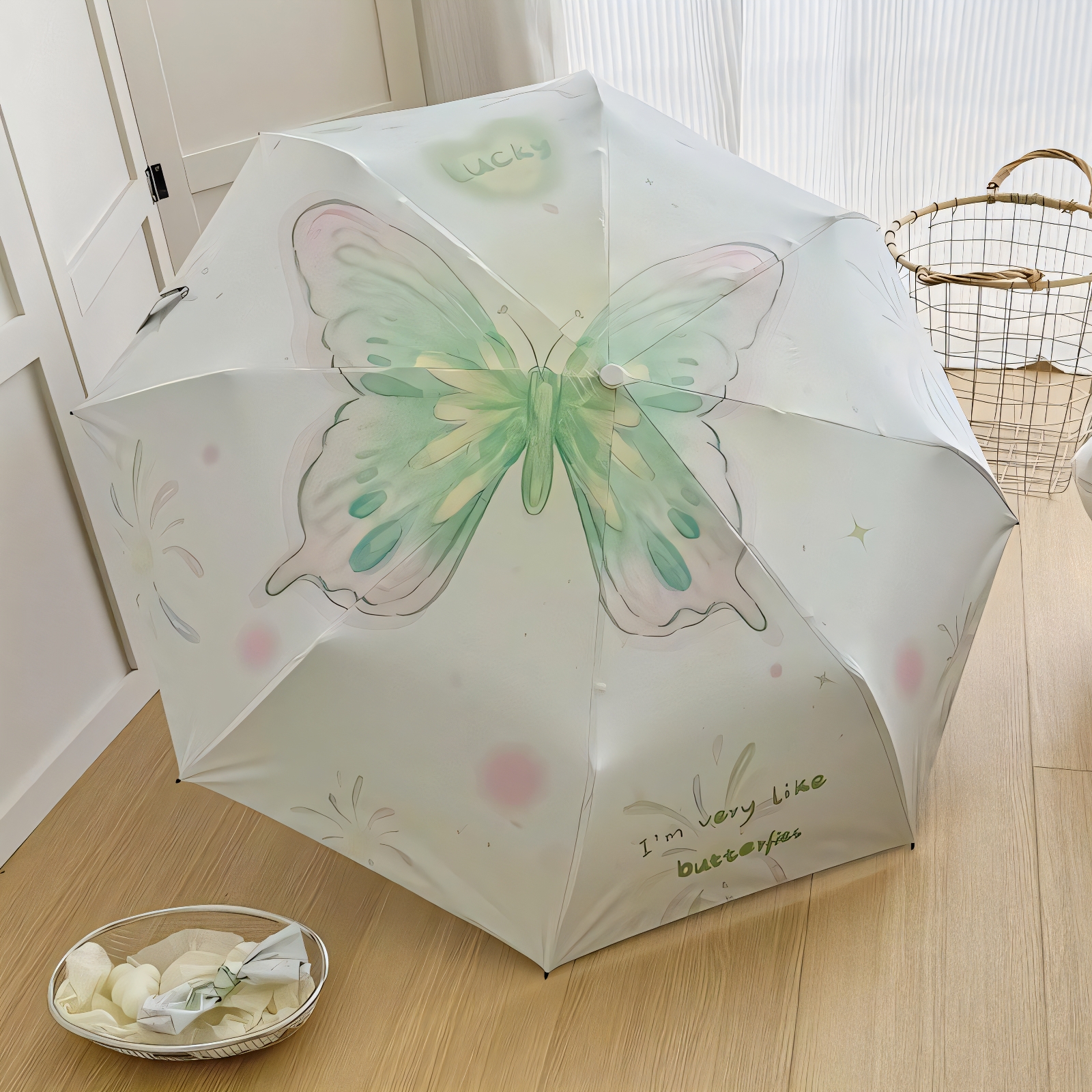 遮阳伞雨伞加厚防紫外线渐变蝴蝶