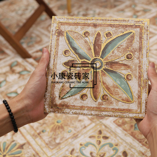 网红轻奢金色花砖厨房卫生间复古墙砖设计师创意玄关客厅背景瓷砖