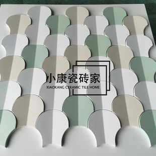 3D立体水泥石膏砖UHPC材质扇形凹凸纹理手工砖咖啡厅墙面空间设计