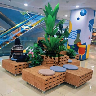 空心天然环保秸秆砖可降解轻质透气艺术创意轻质装饰砖 商业美陈