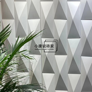 3D立体水泥石膏砖UHPC材质翅膀凹凸纹理手工砖咖啡厅墙面空间设计