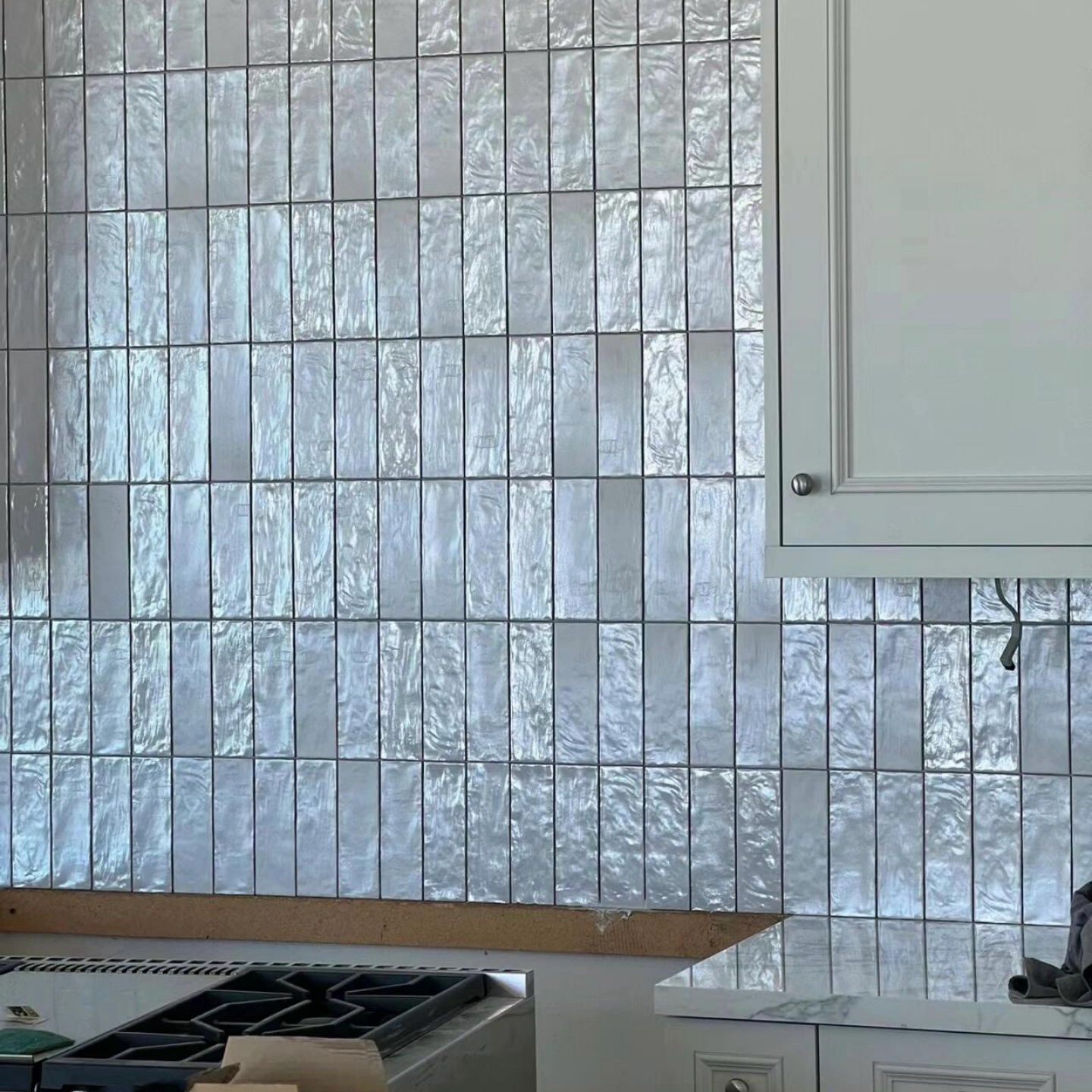 进口珍珠釉小方砖手工砖 珠光奶油风玄关餐厅厨房背景墙卫生间