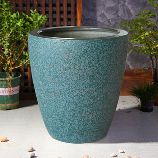 景德镇陶瓷金鱼缸加高款 水缸睡莲盆荷花缸客厅阳台落地绿气泡 老式