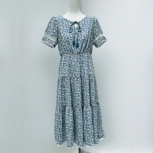 外贸女装大牌尾货翠花裙子连衣裙法式高级感2025夏装收腰连衣裙