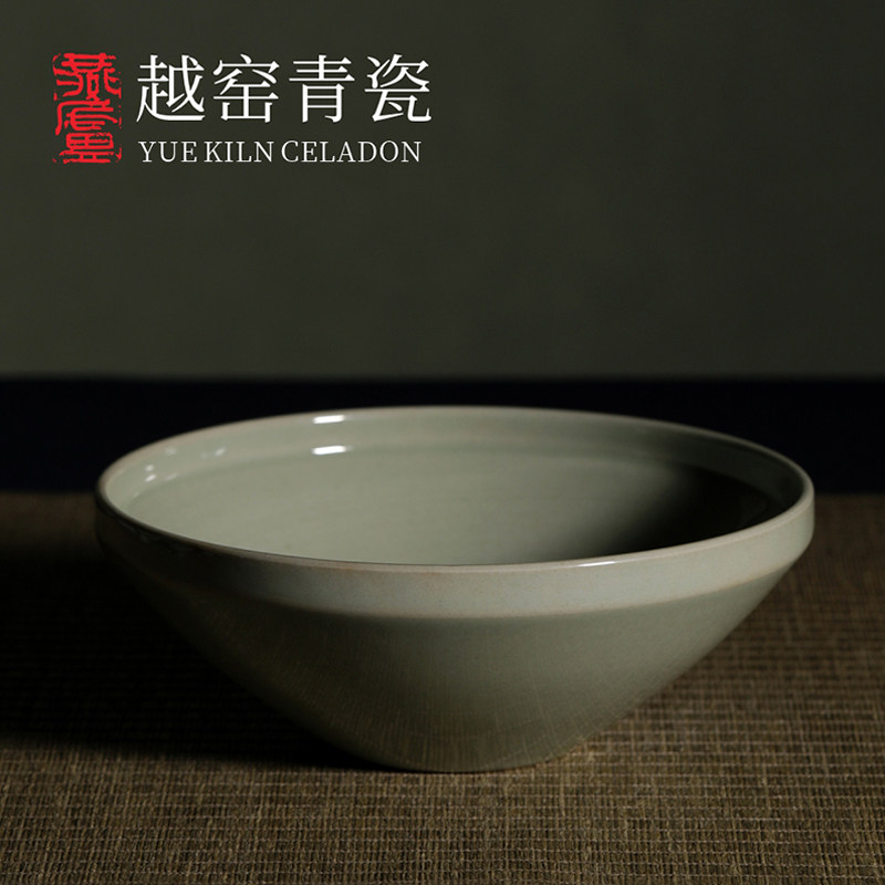 燕庐龙腾越窑青瓷手工唐复刻器秘色瓷折沿钵复古风中式