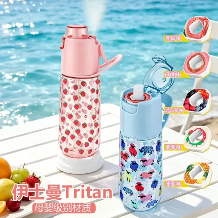 玩味喷雾水杯玩味瓶Tritan夏季户外喷雾运动水杯大容量两用水杯