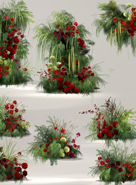 新品红绿色新中式花艺ipad手绘婚礼PSD效果图分层免扣PNG素材