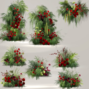 新品红绿色新中式花艺ipad手绘婚礼PSD效果图分层免扣PNG素材